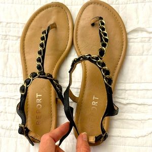 Report black chain sandals (size 7)